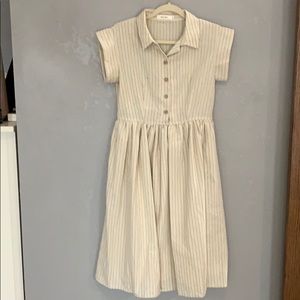 Cream dress with black pinstripe